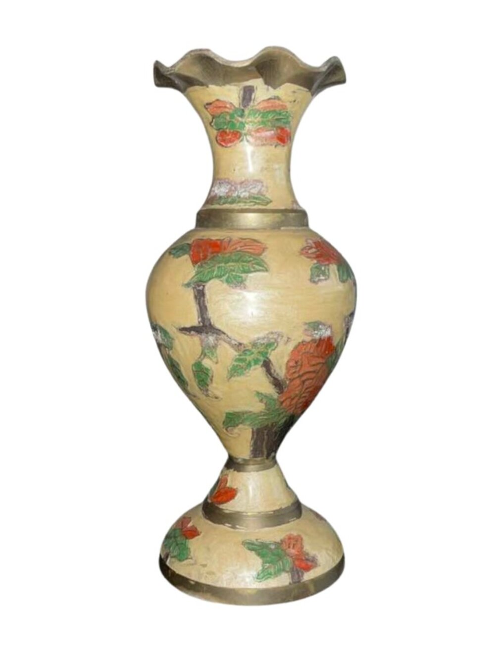 Vintage Handmade Brass Vase 9" India Boho Eclectic Home Decor
